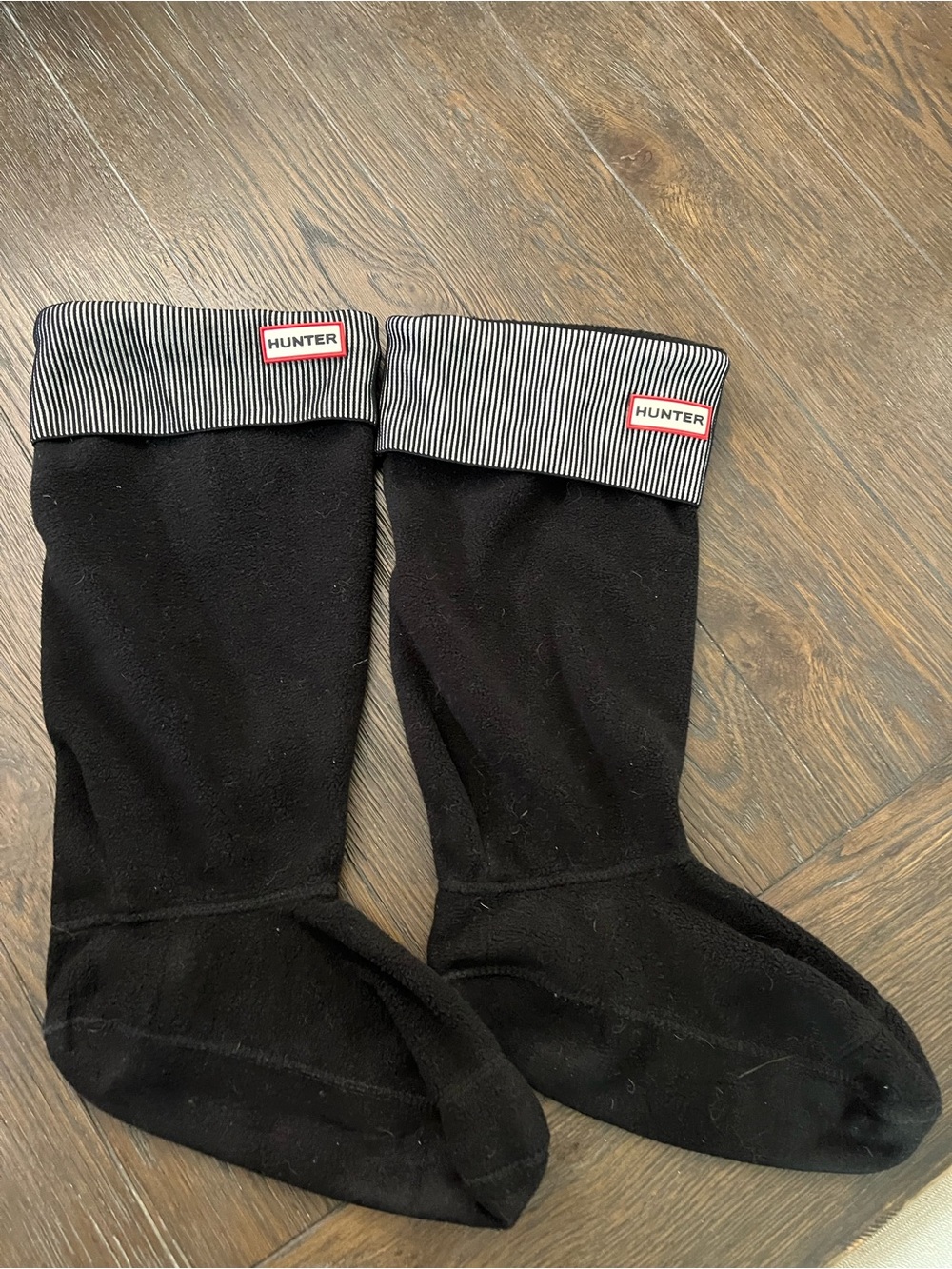 Hunter Black Socks with Striped Fold Cuff